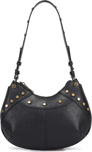 Small Shoulder Bag Crescent Y2k Vintage Purses for Women with Rivet Design