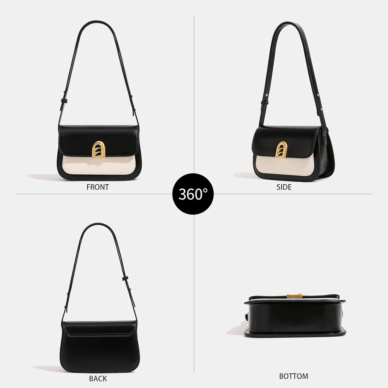 Small Shoulder Bag for Women, Adjustable Strap Leather Crossbody Purses - Clutch Tote Handbag Cute Hobo Bags Trendy Purse