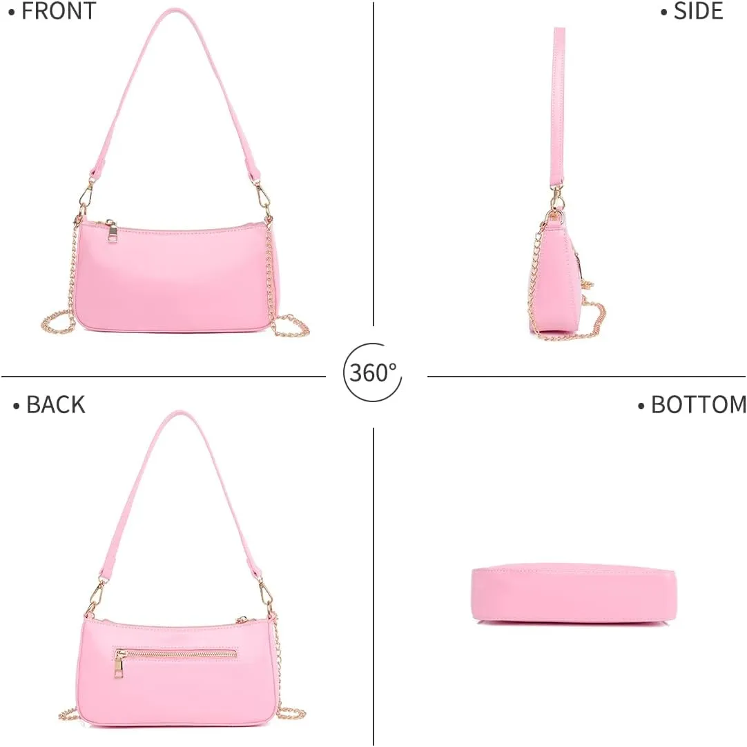 Small Shoulder Bag for Women Trendy Purse Retro Vegan Leather Hobo Purses Clutch Tote HandBags with Zipper Closure