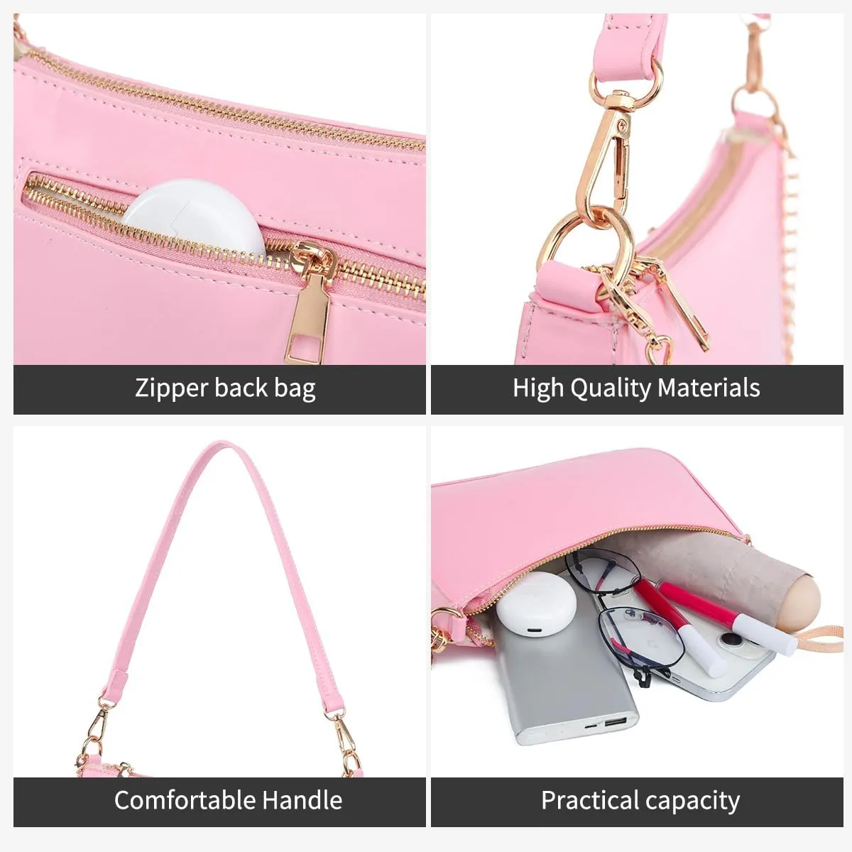 Small Shoulder Bag for Women Trendy Purse Retro Vegan Leather Hobo Purses Clutch Tote HandBags with Zipper Closure