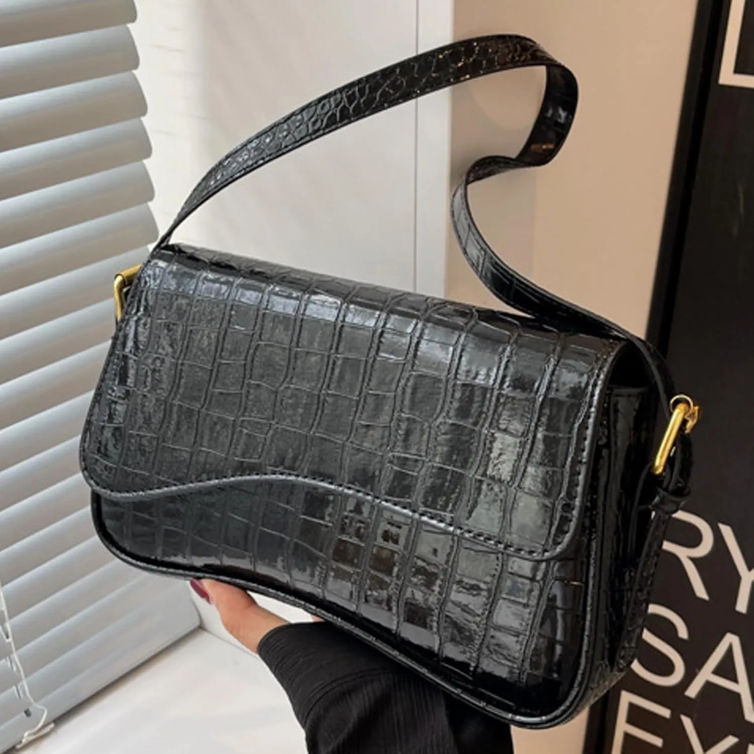Small Shoulder Bags,Trendy Crossbody Purses for Women Waterproof Leather Handbags Clutch Tote Designer Bags black purse