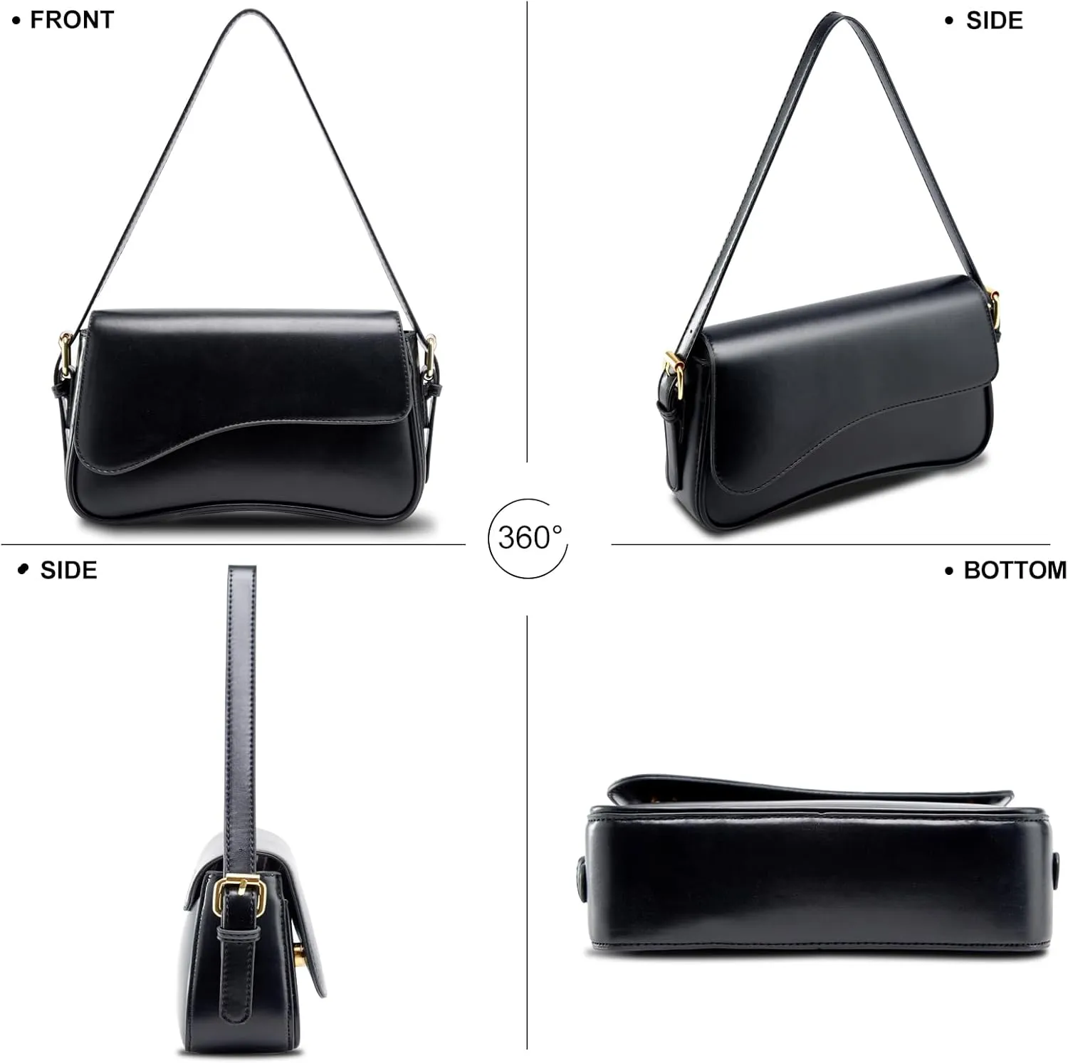 Small Shoulder Bags,Trendy Crossbody Purses for Women Waterproof Leather Handbags Clutch Tote Designer Bags black purse