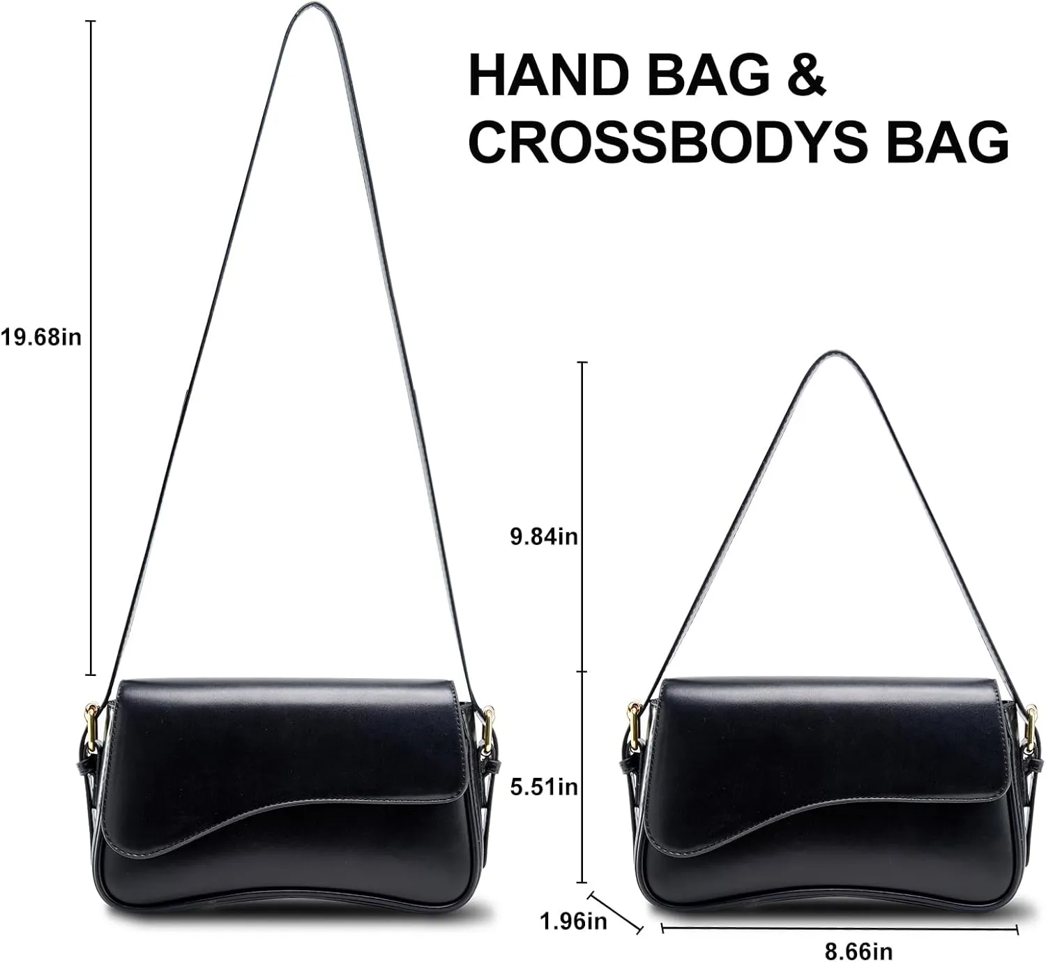 Small Shoulder Bags,Trendy Crossbody Purses for Women Waterproof Leather Handbags Clutch Tote Designer Bags black purse