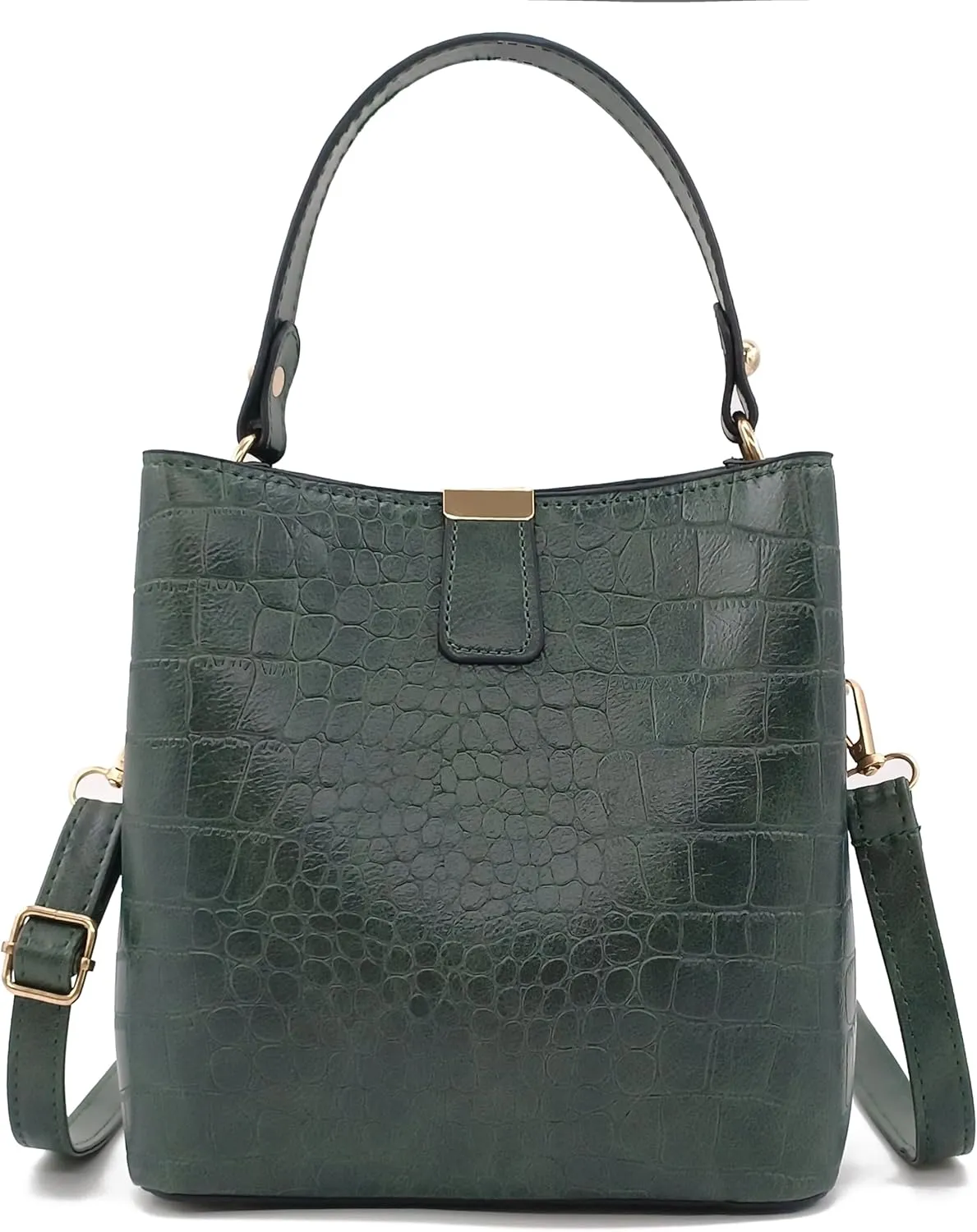 Small Square Crocodile Pattern Purses with Crossbody Strap Bucket Bags for Women with Top Handle