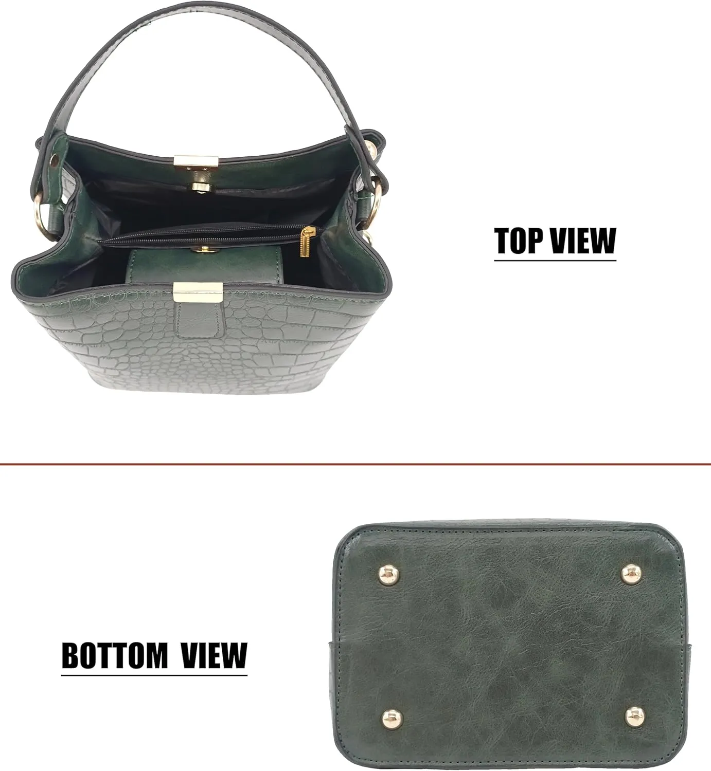 Small Square Crocodile Pattern Purses with Crossbody Strap Bucket Bags for Women with Top Handle