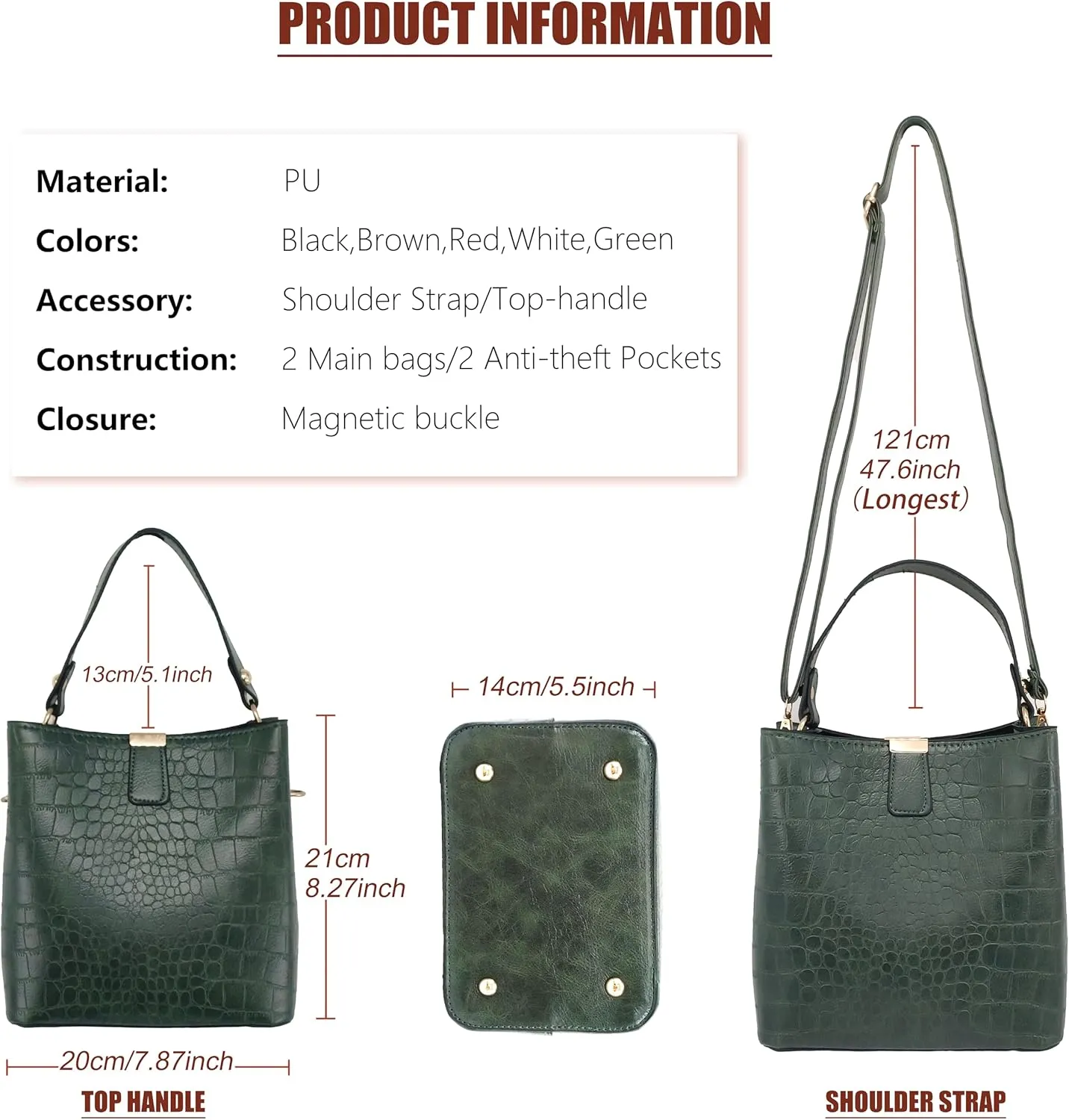 Small Square Crocodile Pattern Purses with Crossbody Strap Bucket Bags for Women with Top Handle