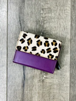 Small Square Multi and Fur Leather Purse