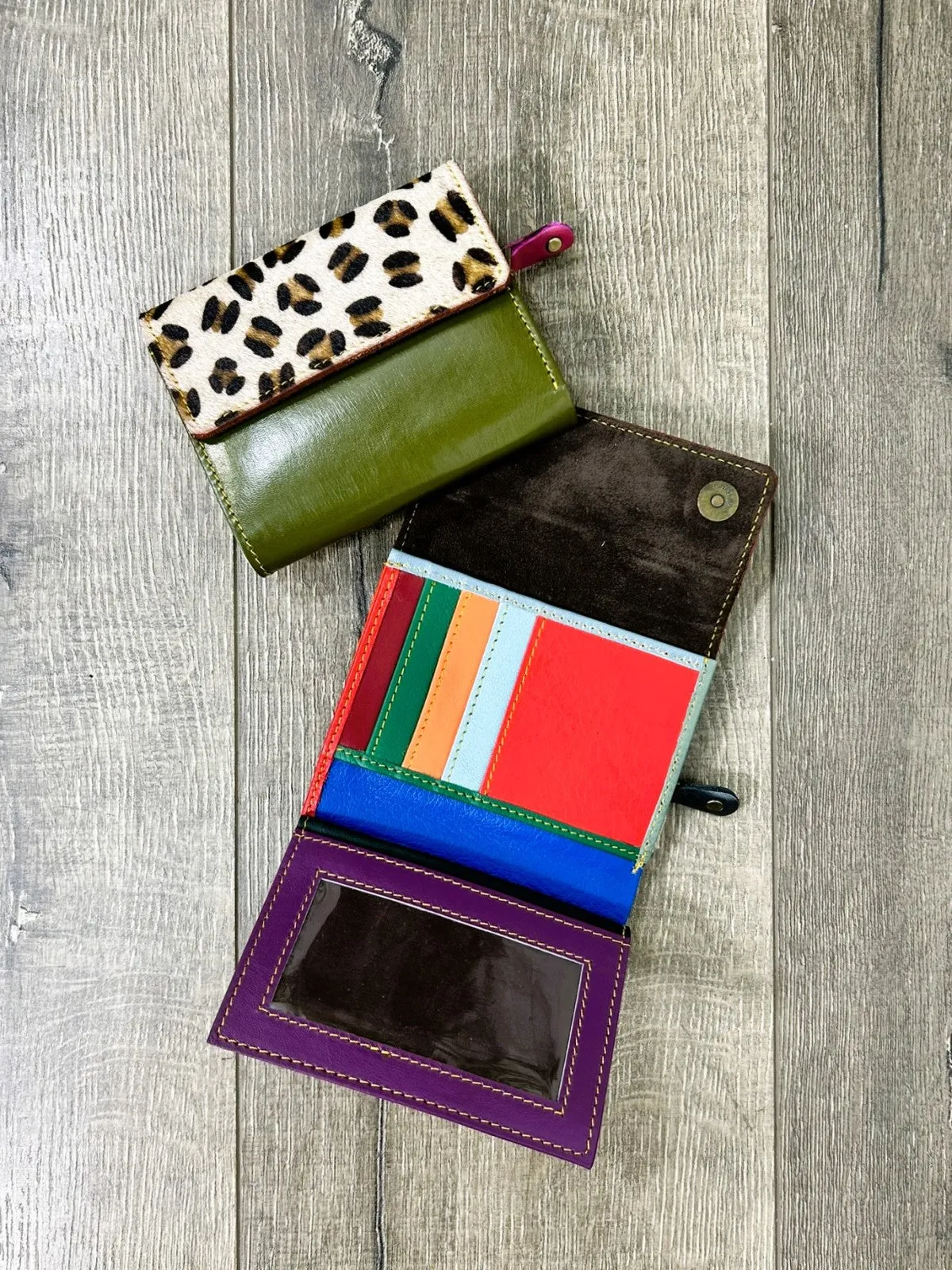 Small Square Multi and Fur Leather Purse