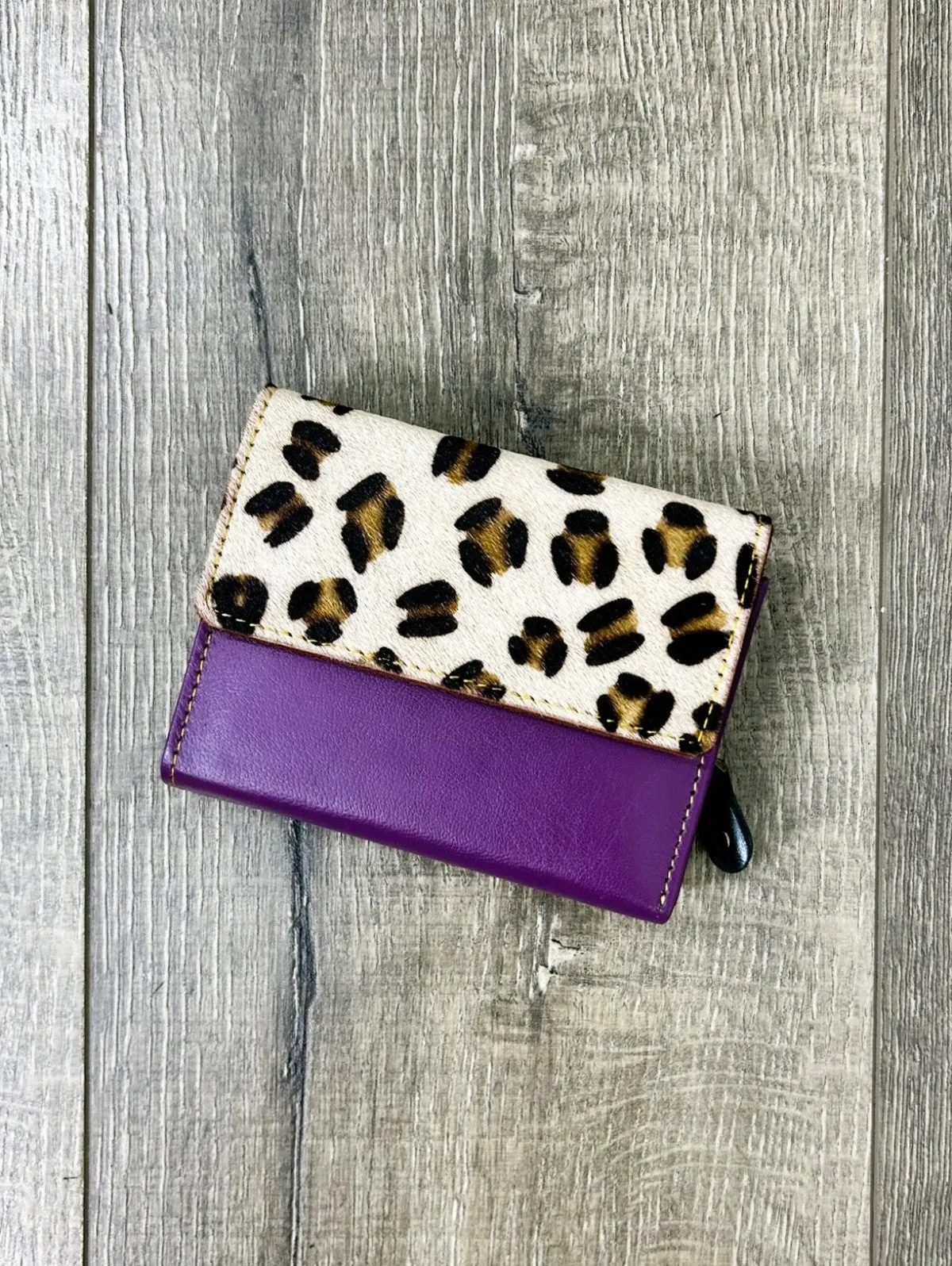 Small Square Multi and Fur Leather Purse
