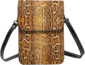 Snake Skin Python Pattern Woman Crossbody Bags Leather One Shoulder Handbags Wallet Adjustable Strap Cell Phone Purse