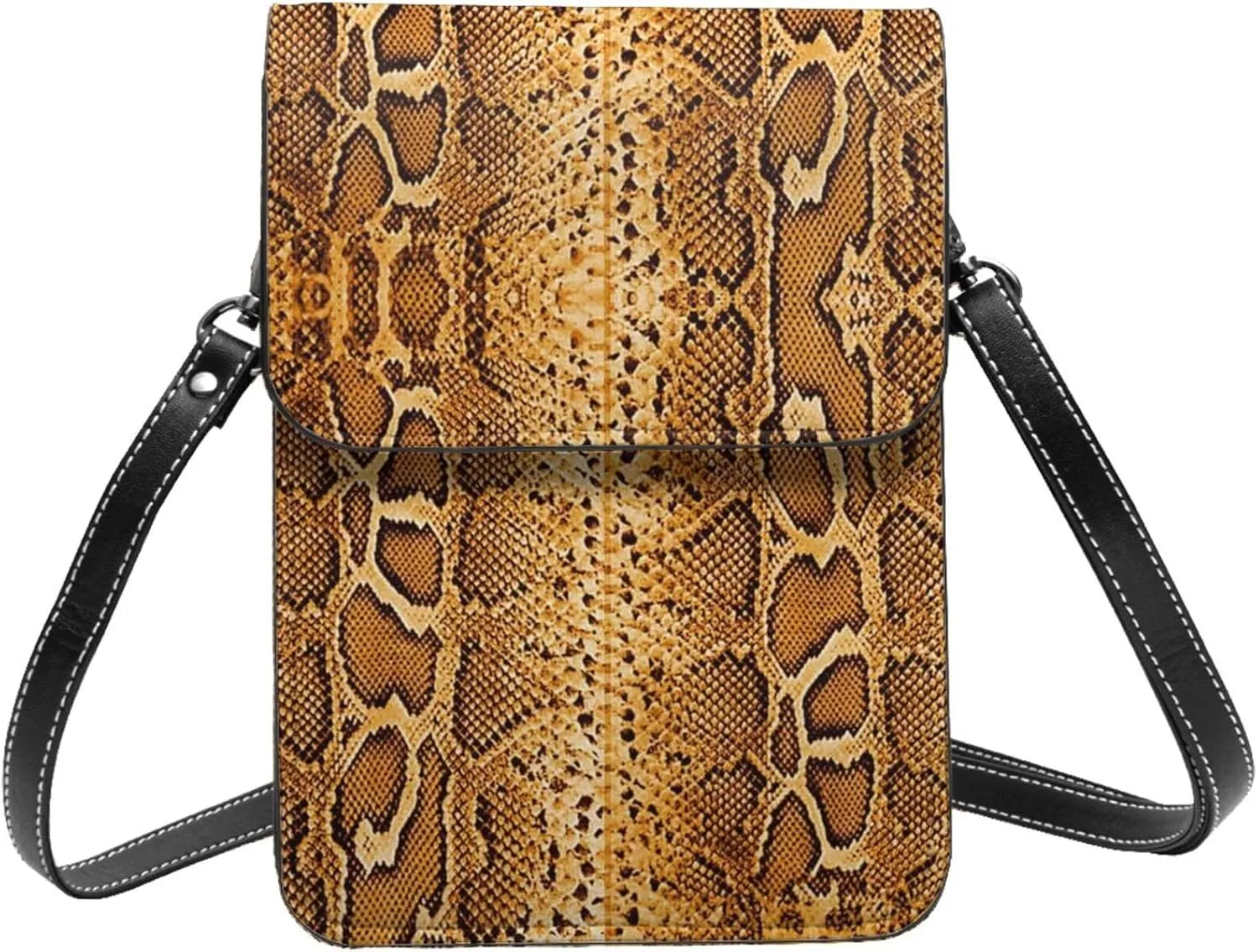 Snake Skin Python Pattern Woman Crossbody Bags Leather One Shoulder Handbags Wallet Adjustable Strap Cell Phone Purse
