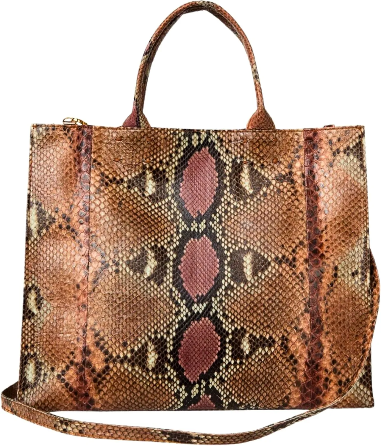 Snakeskin Large Tote Leather Handbag Gift for Mother