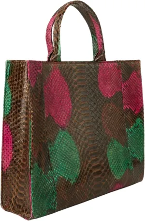 Snakeskin Large Tote Leather Handbag Gift for Mother