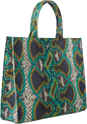 Snakeskin Large Tote Leather Handbag Gift for Mother