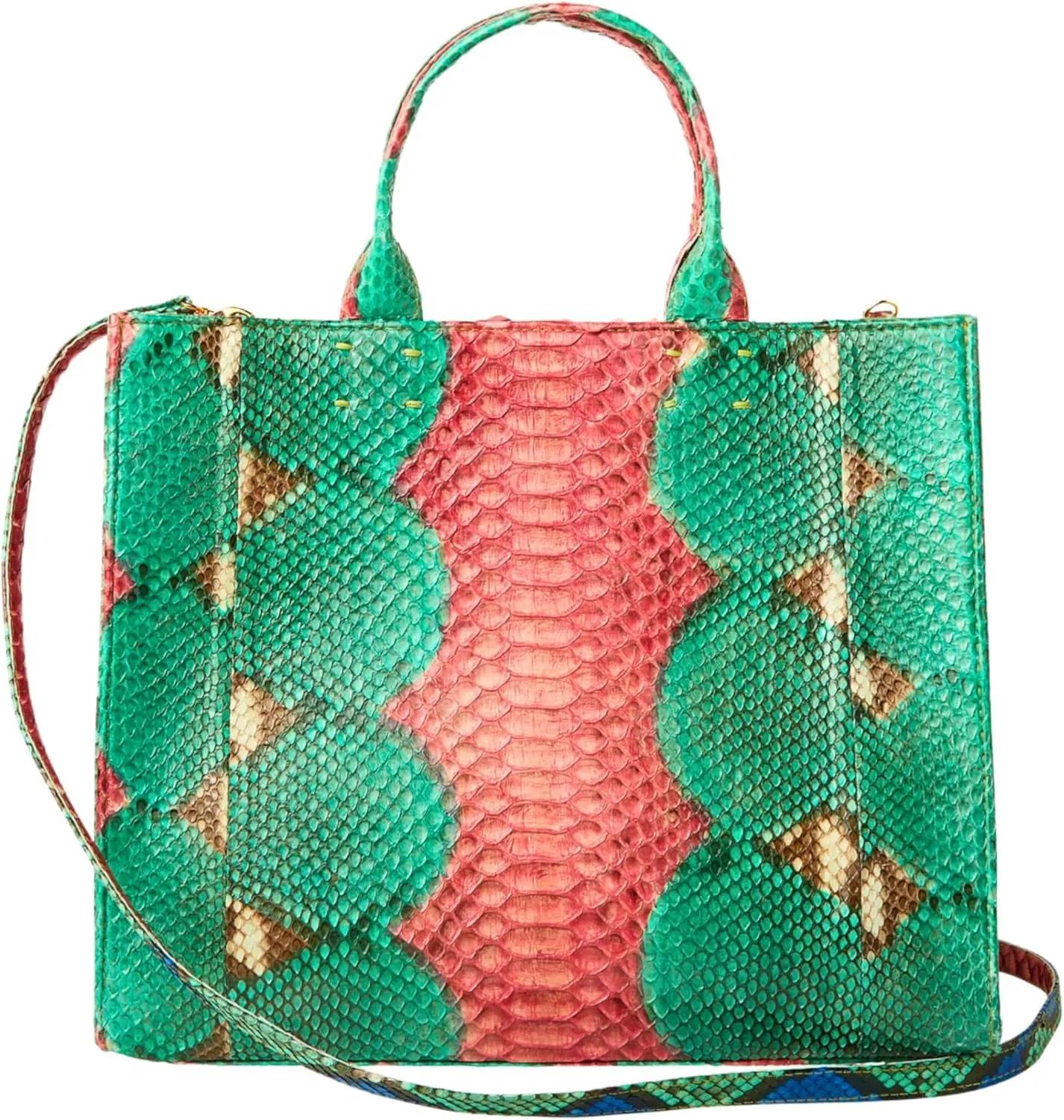 Snakeskin Large Tote Leather Handbag Gift for Mother
