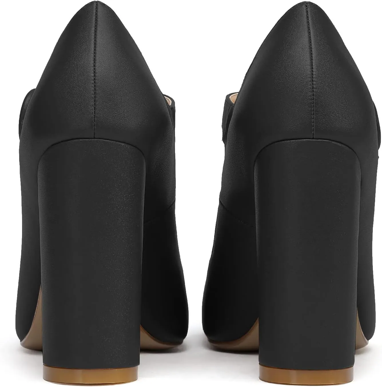 Soireelady Mary Jane Pumps|Point Toe Chunk Heels for Women|Patent Leather 10CM 4 Inch Shoes