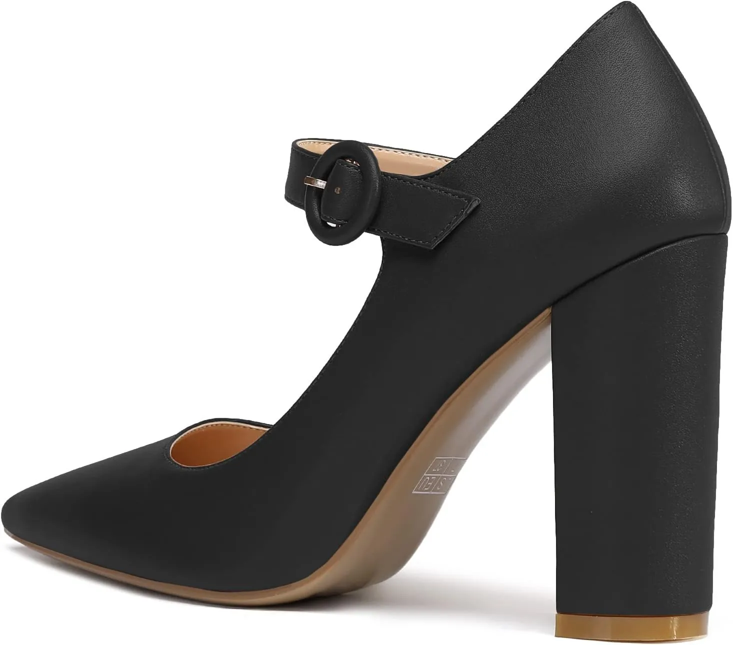 Soireelady Mary Jane Pumps|Point Toe Chunk Heels for Women|Patent Leather 10CM 4 Inch Shoes
