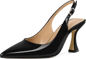 Soireelady Women's Slingback Heels Pointed Toe High Heel Stiletto Heels Fashion Dress Shoes 3.5 Inch