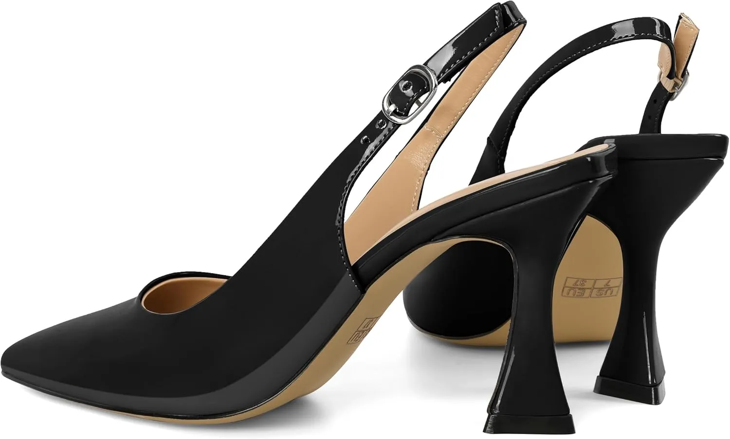 Soireelady Women's Slingback Heels Pointed Toe High Heel Stiletto Heels Fashion Dress Shoes 3.5 Inch