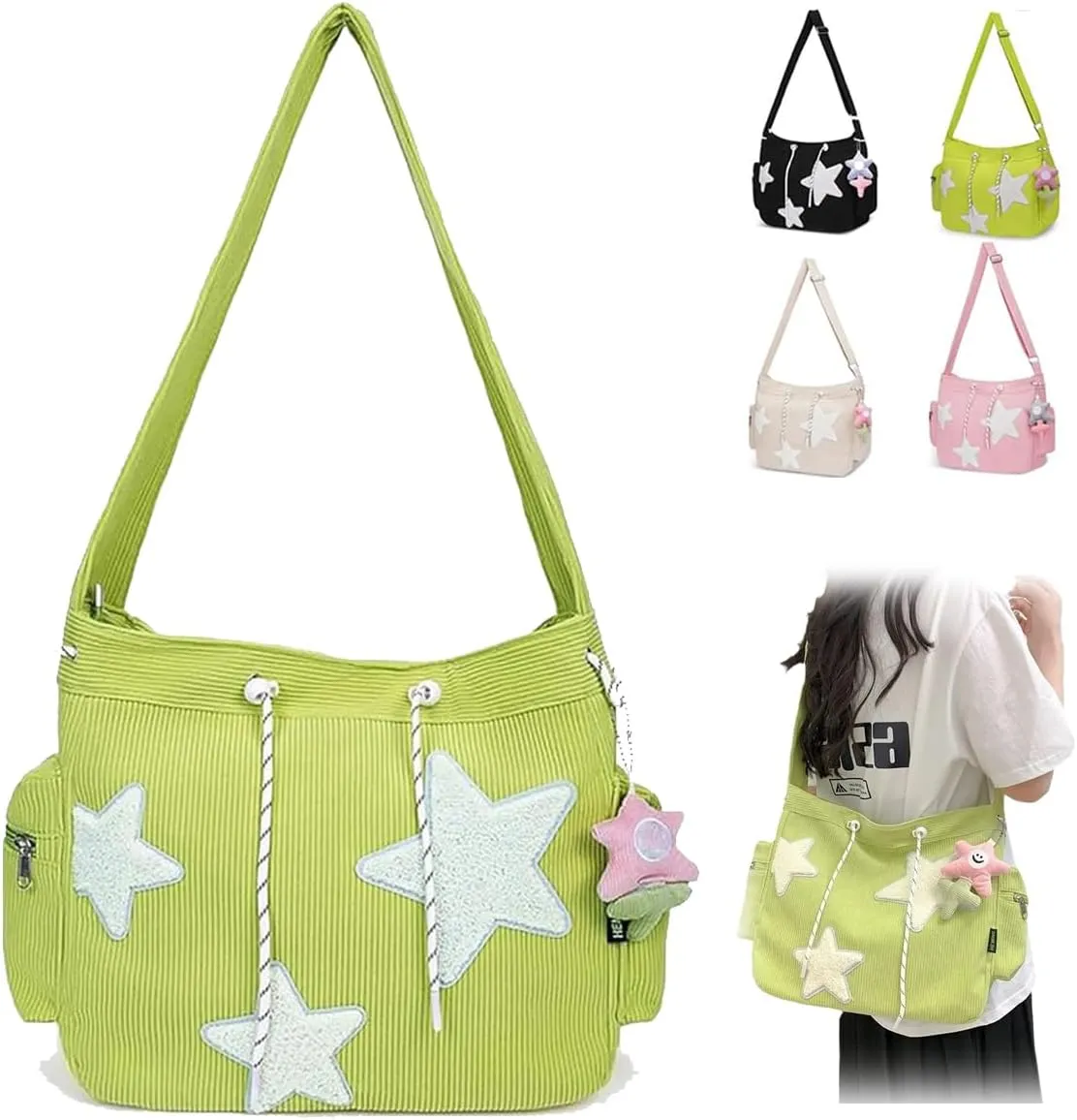 Solarix Bag, Solarix Crossbody Bag, Large Capacity Y2k Shoulder Bag, Cute Corduroy Messenger Tote Bag for Women