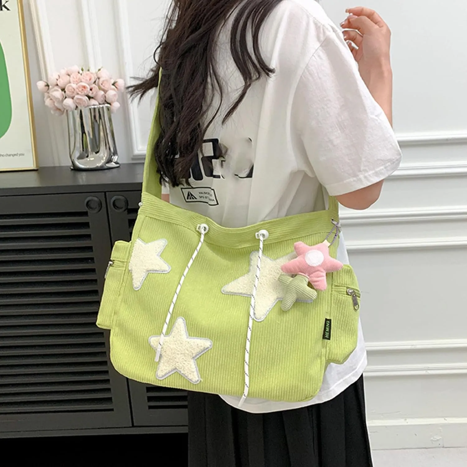 Solarix Bag, Solarix Crossbody Bag, Large Capacity Y2k Shoulder Bag, Cute Corduroy Messenger Tote Bag for Women