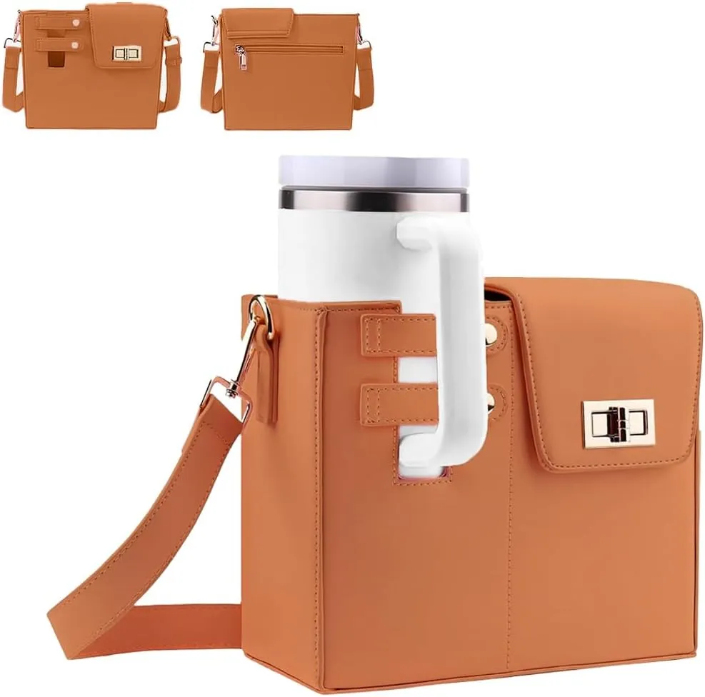 SoulGemini-Outdoor Portable Crossbody Water Cup Storage Bag-Cross Body Bag with Water Bottle Holder Adjustable Shoulder Strap