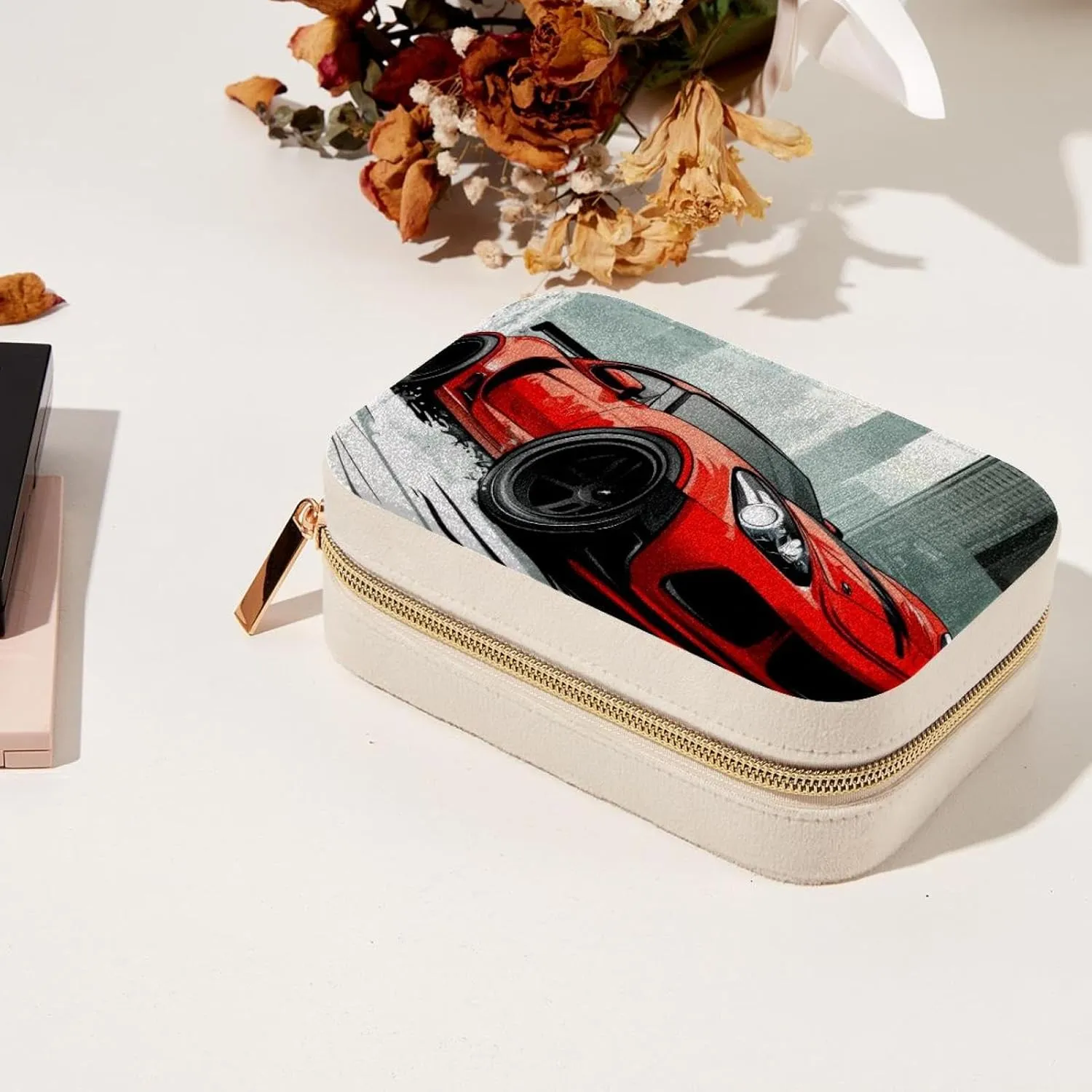 Sports Race Car Street Racer Travel Jewelry Box, Portable Travel Display Case Storage Holder Boxes for Stud Earrings, Rings, Necklaces, Bracelets