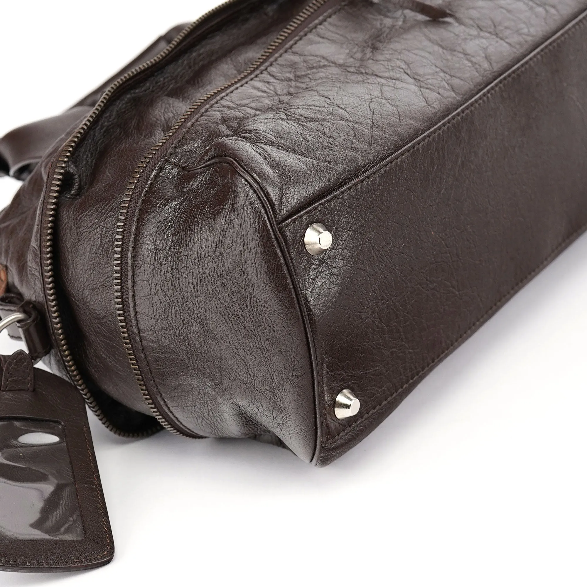 Spring 2006 Brown Leather Zippered Tote Bag