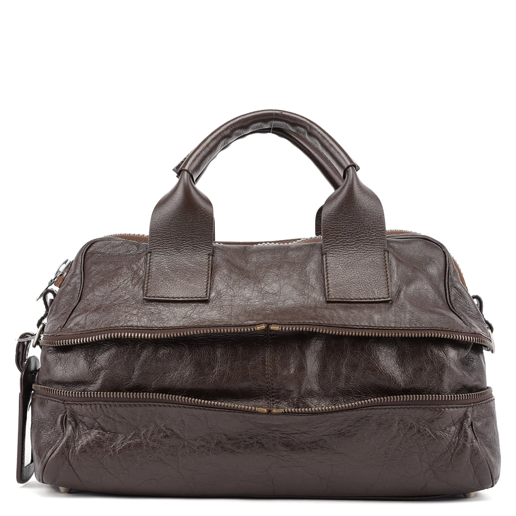 Spring 2006 Brown Leather Zippered Tote Bag