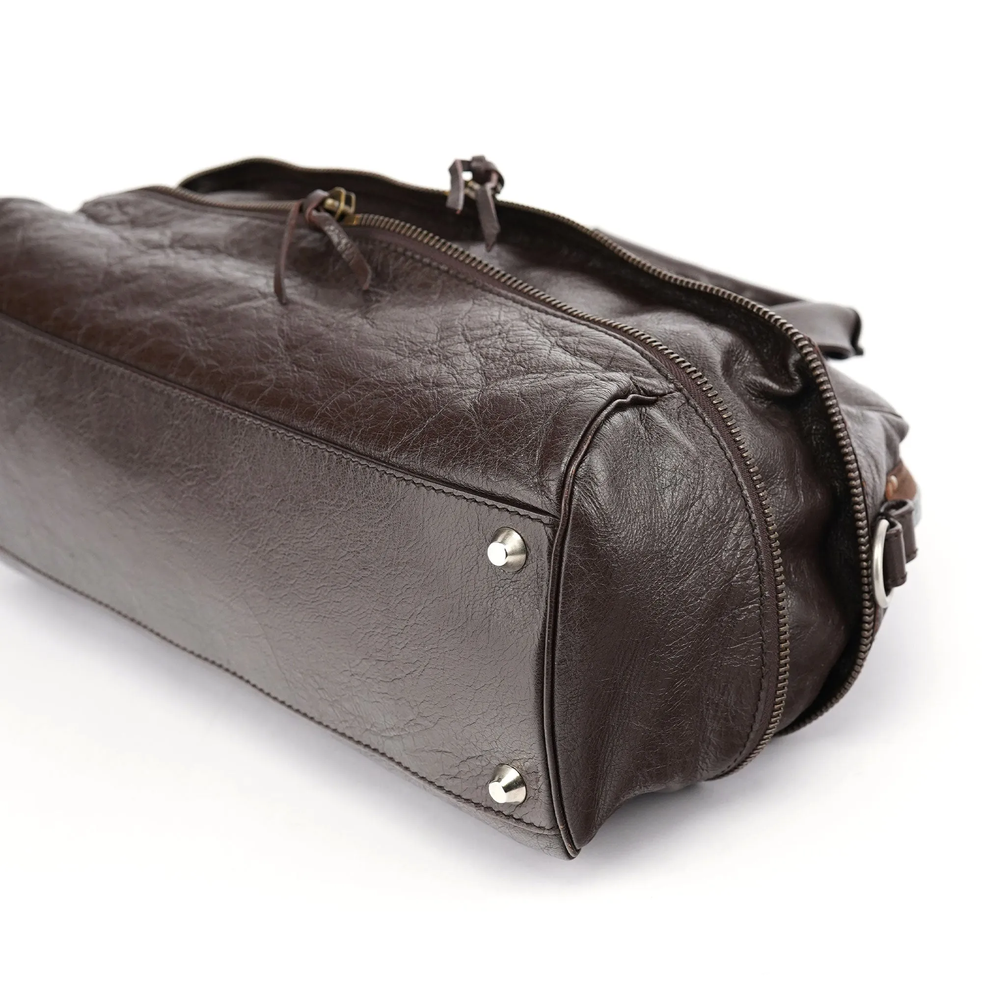 Spring 2006 Brown Leather Zippered Tote Bag
