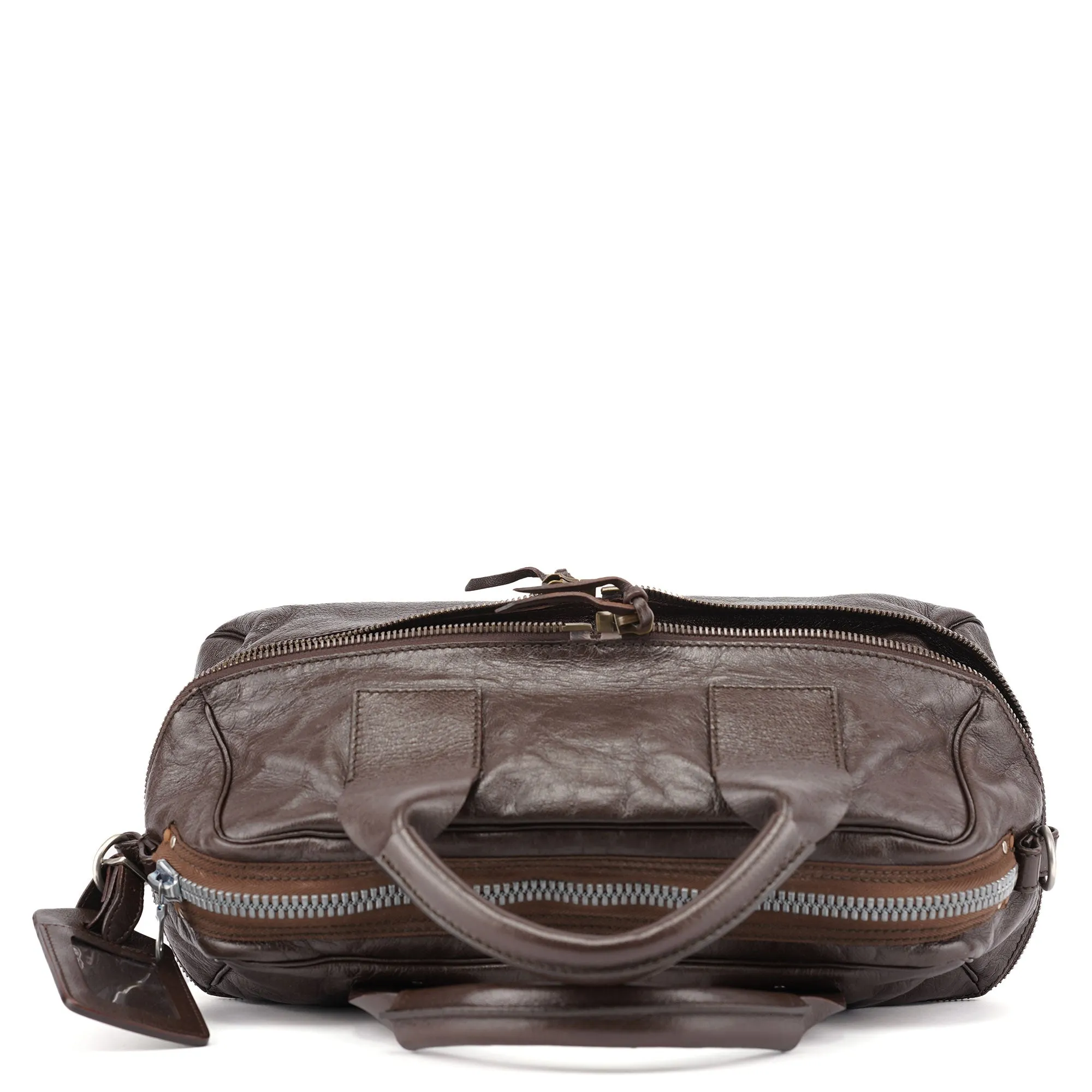 Spring 2006 Brown Leather Zippered Tote Bag