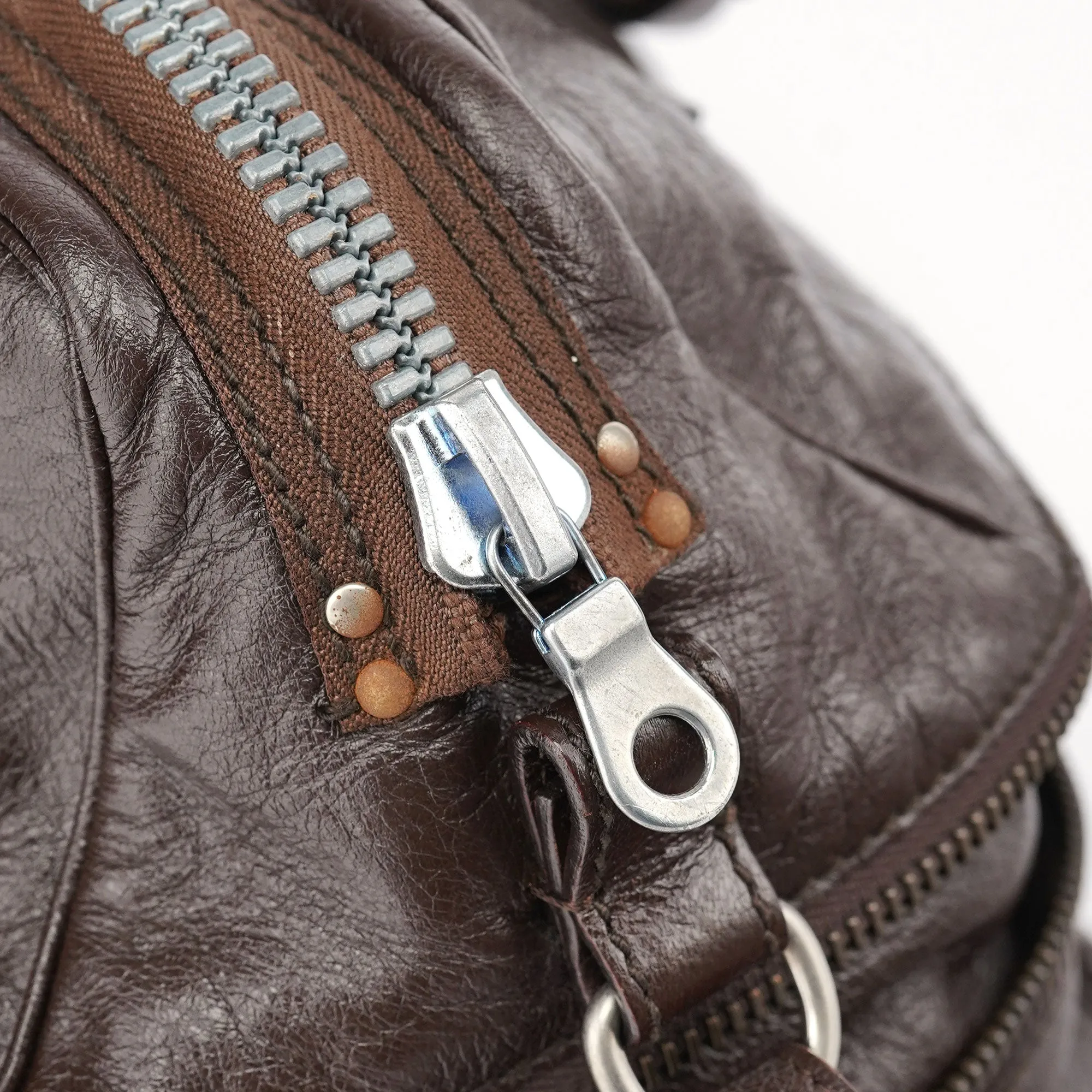 Spring 2006 Brown Leather Zippered Tote Bag