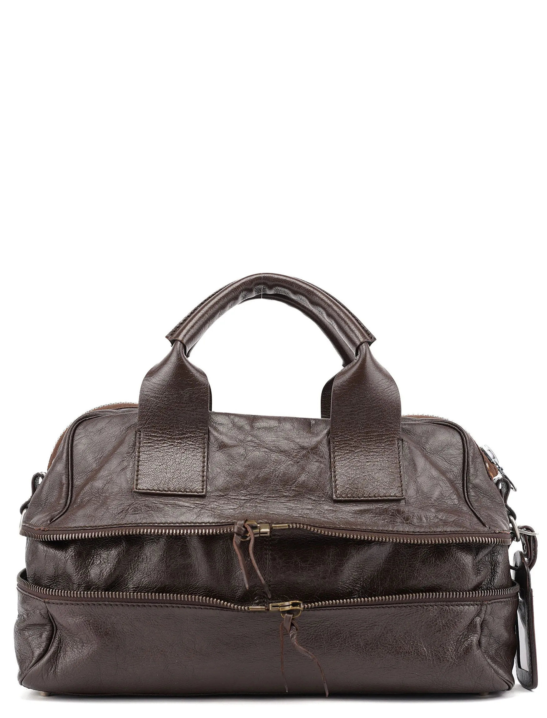 Spring 2006 Brown Leather Zippered Tote Bag