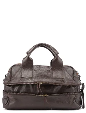 Spring 2006 Brown Leather Zippered Tote Bag