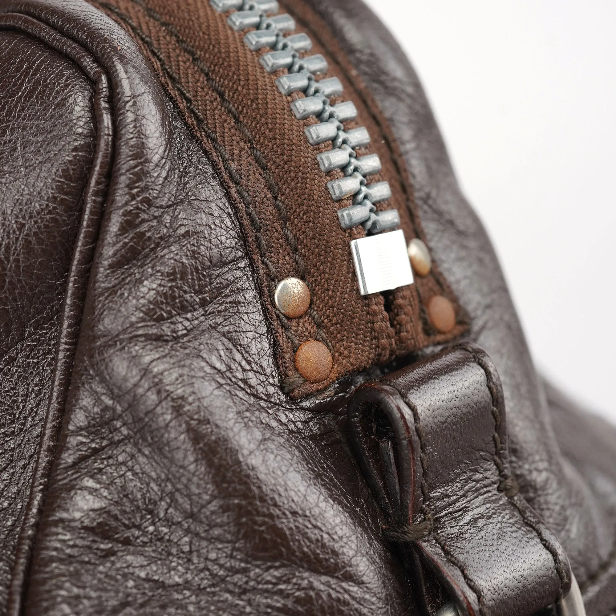 Spring 2006 Brown Leather Zippered Tote Bag