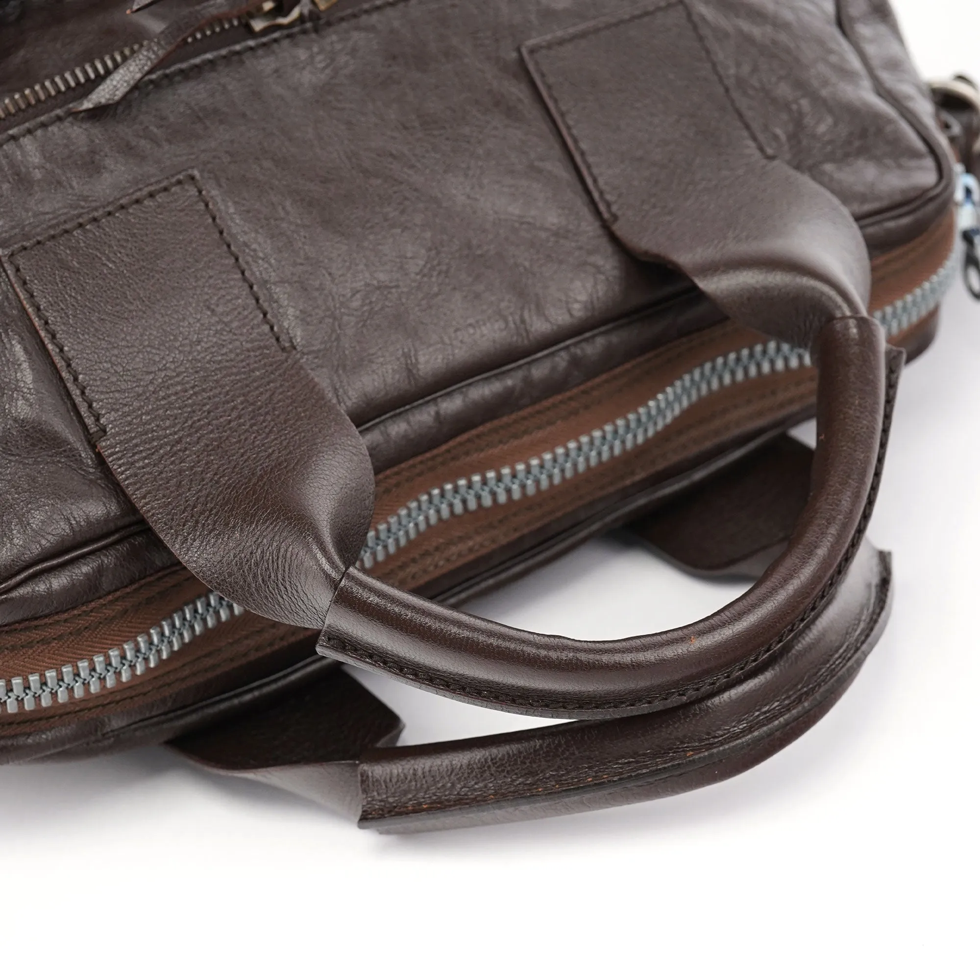 Spring 2006 Brown Leather Zippered Tote Bag