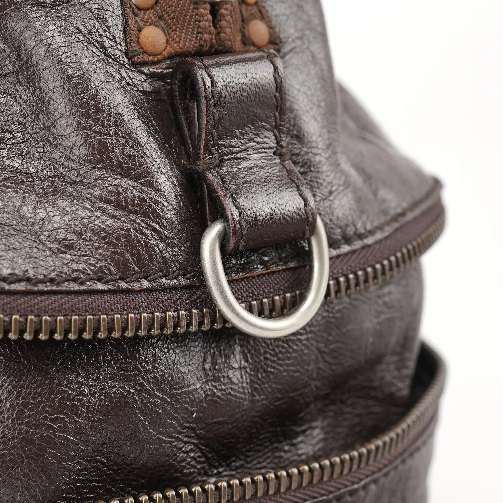 Spring 2006 Brown Leather Zippered Tote Bag
