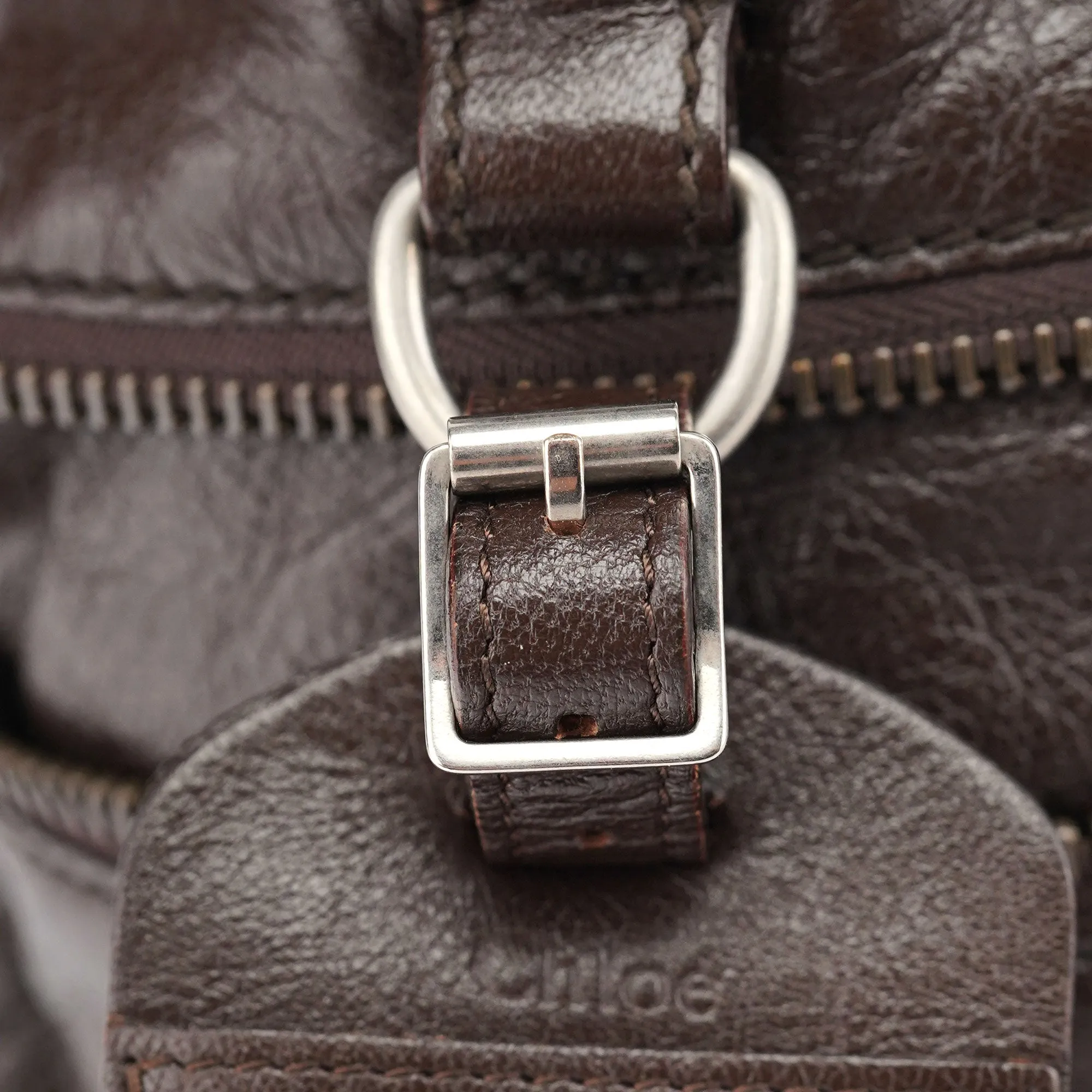 Spring 2006 Brown Leather Zippered Tote Bag