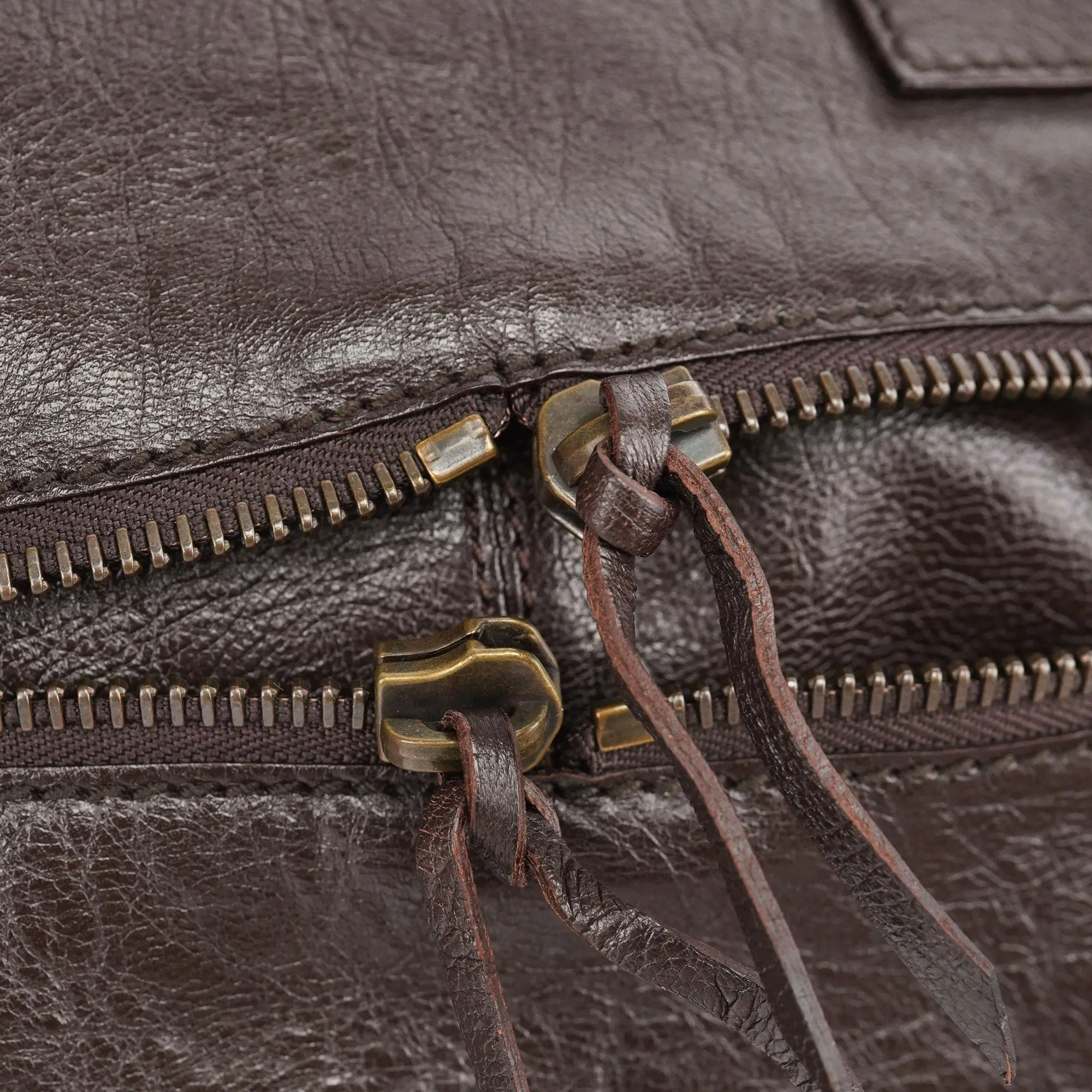 Spring 2006 Brown Leather Zippered Tote Bag
