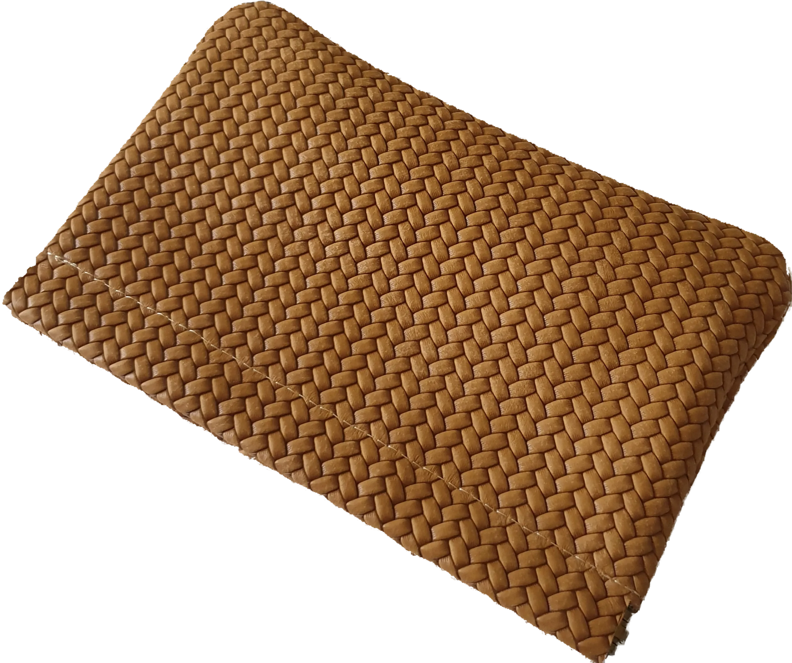 Square Caramel Leather Cableknit Clutch Moy Tasmania