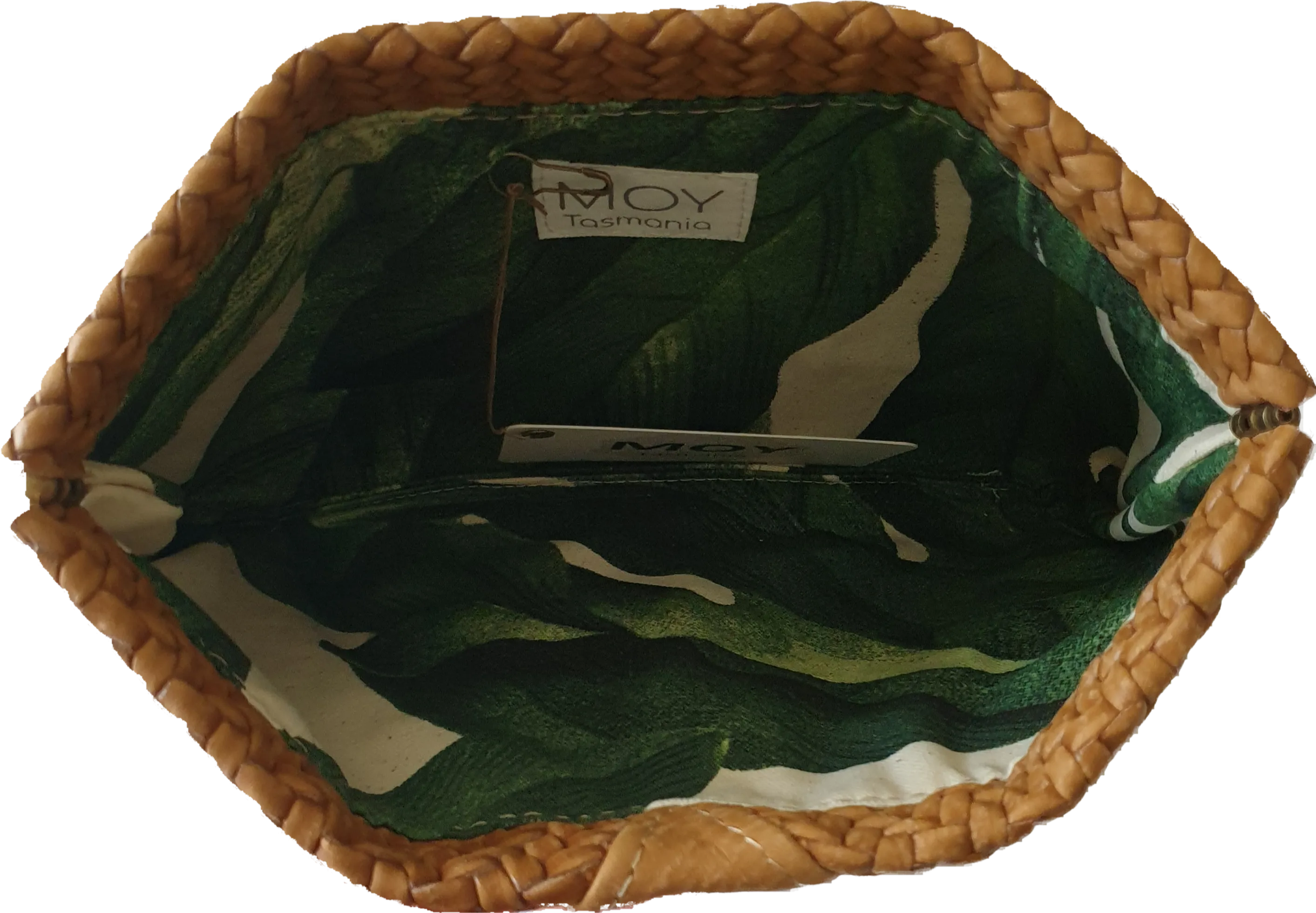 Square Caramel Leather Cableknit Clutch Moy Tasmania