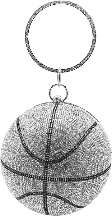 Star Basketball Clutch Women Basketball Shaped Cross Body Purse Rhinestone Round Ball Crystal Evening Bag Clutch Handbag for Wedding Party