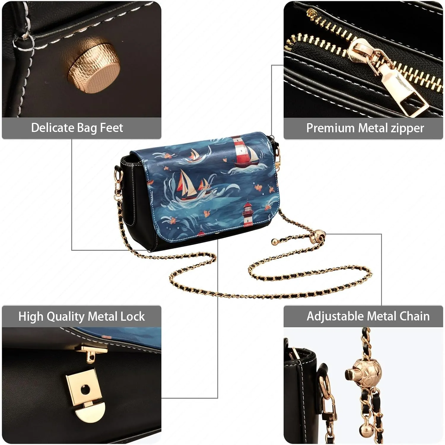 Starry Sky by Van Gogh Womens Leather Bag, Crossbody Leather Purses for Women