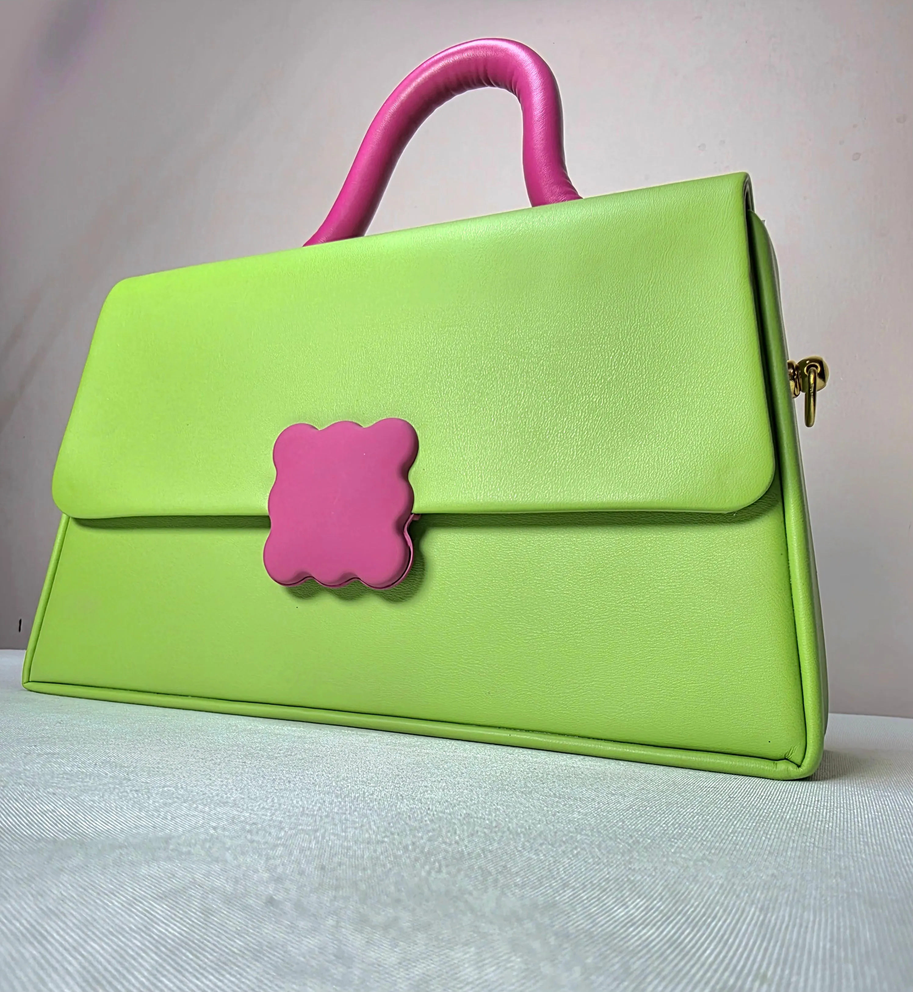 Statement Red Structured Handbag with Sculptural Handle