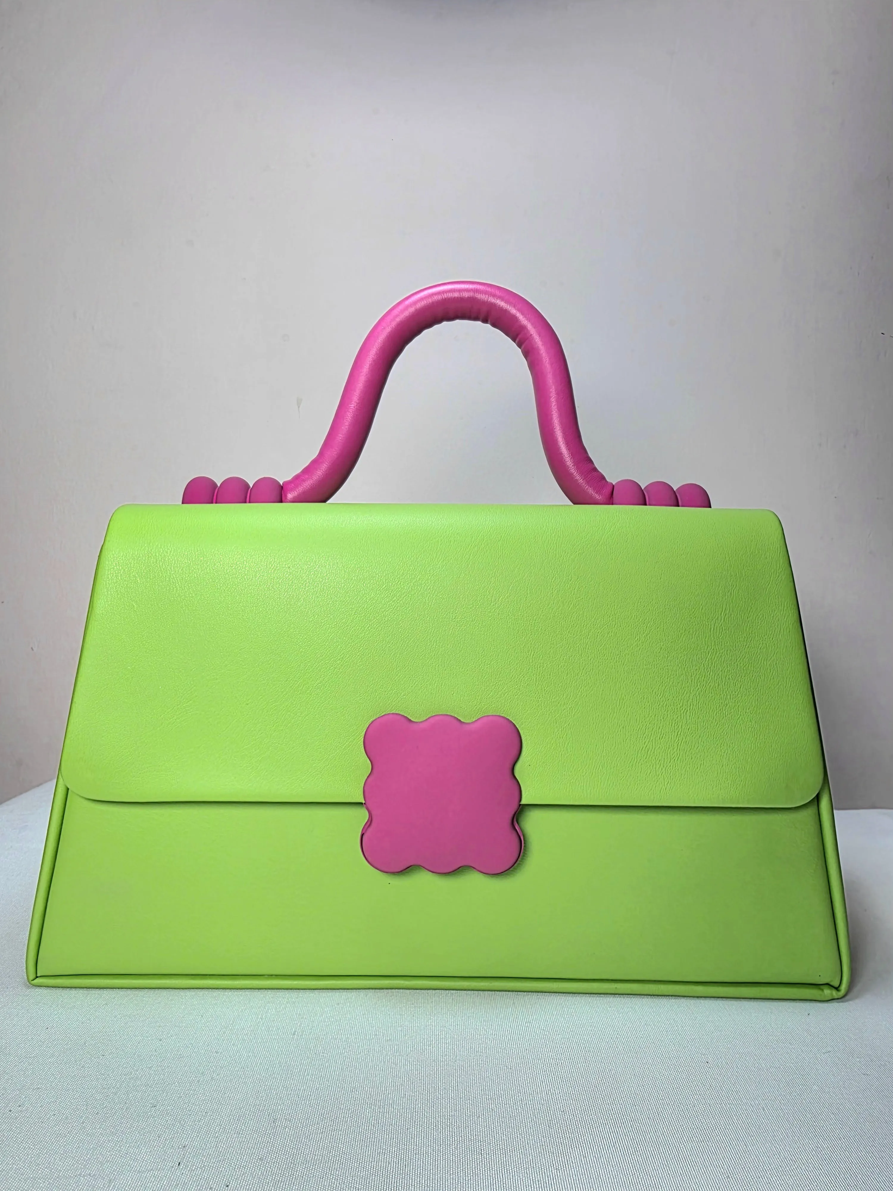 Statement Red Structured Handbag with Sculptural Handle