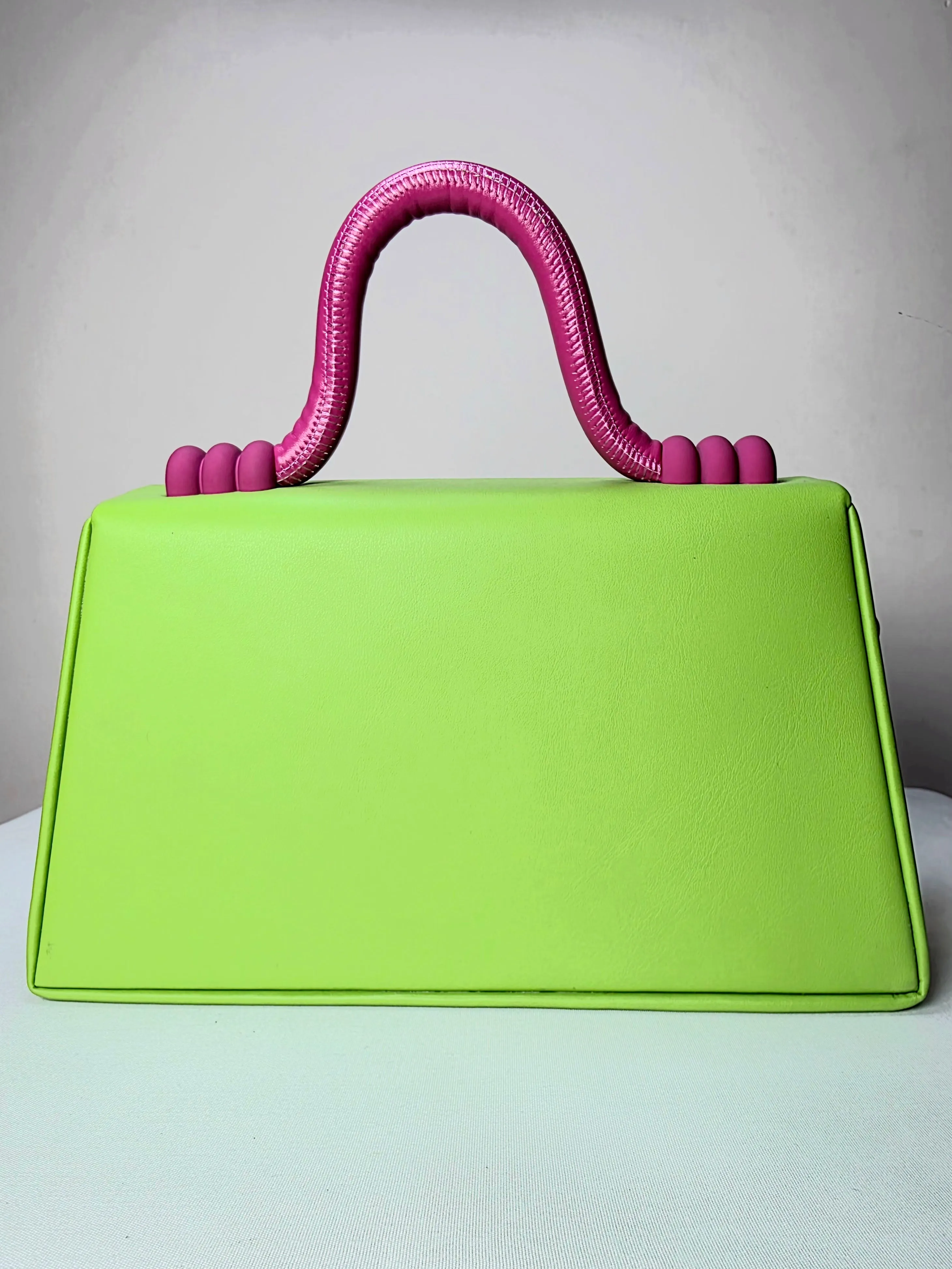 Statement Red Structured Handbag with Sculptural Handle