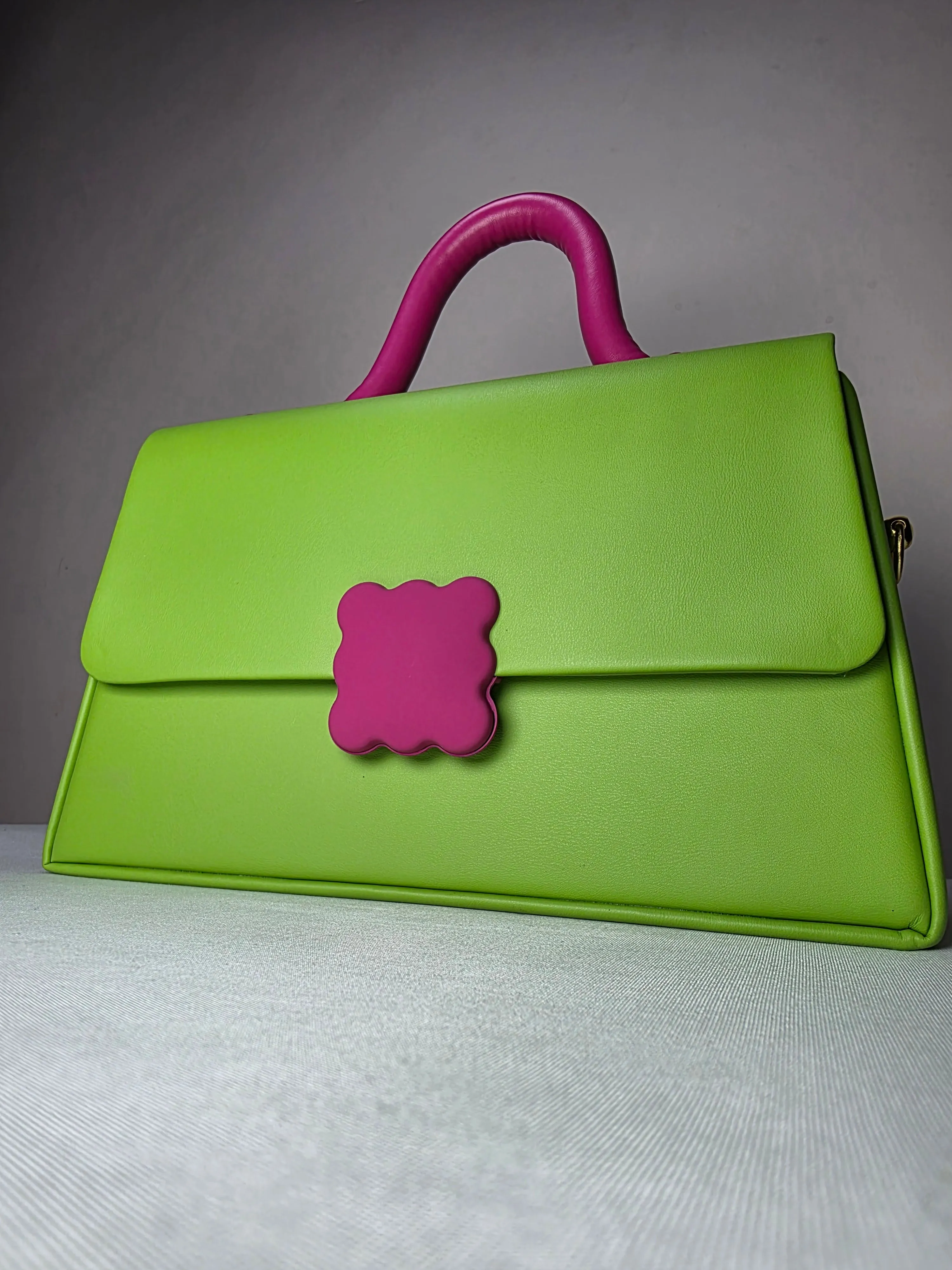 Statement Red Structured Handbag with Sculptural Handle