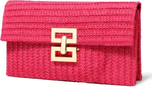 Straw Clutch Purse Crossbody Bag for Women Designer Evening Handbag Casual Summer Beach Straw Shoulder Bag