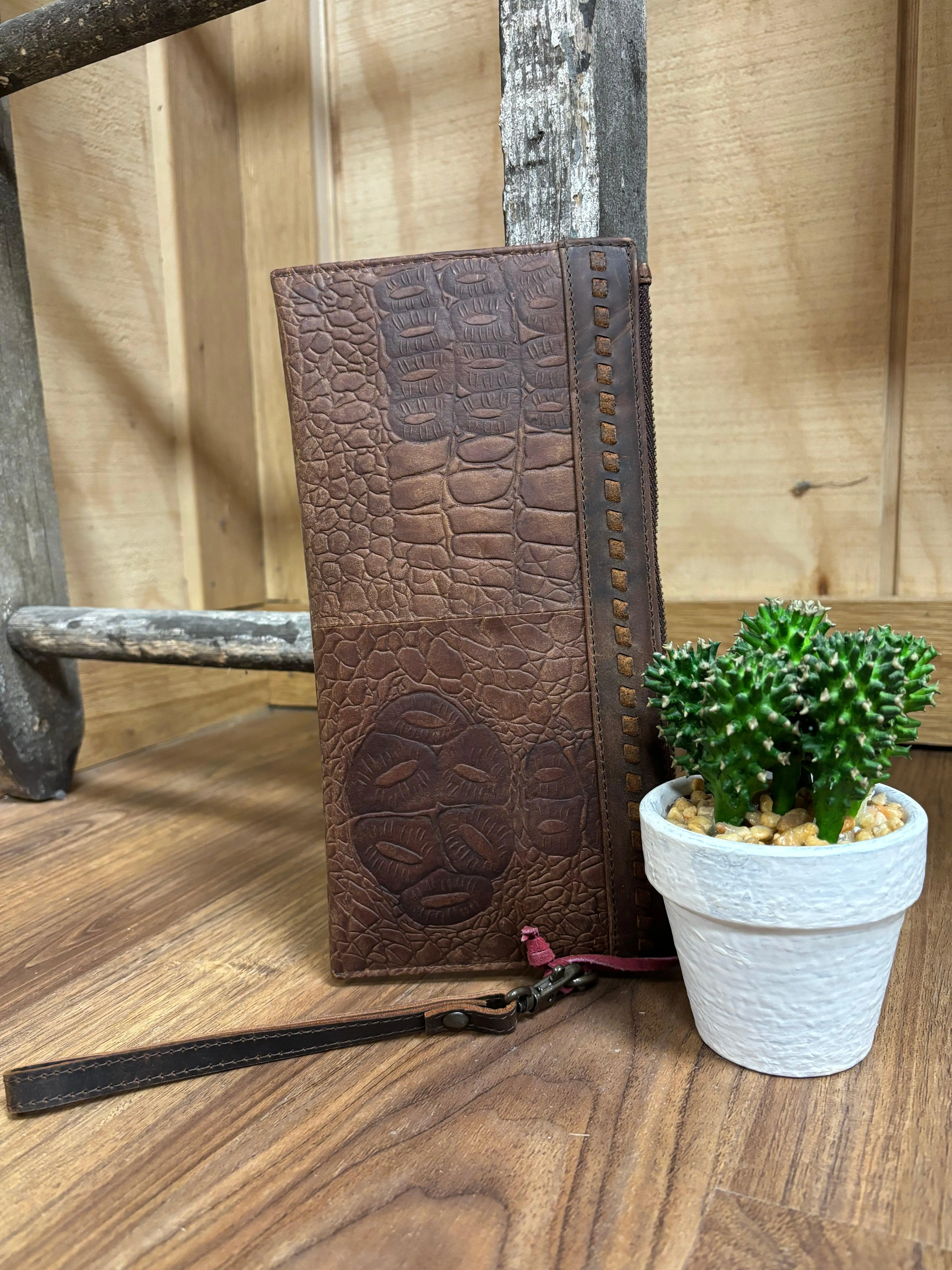 STS Ranchwear Dark Catalina Croc Embossed Clutch STS33380