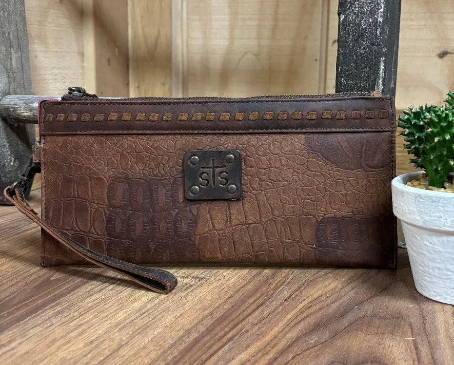 STS Ranchwear Dark Catalina Croc Embossed Clutch STS33380